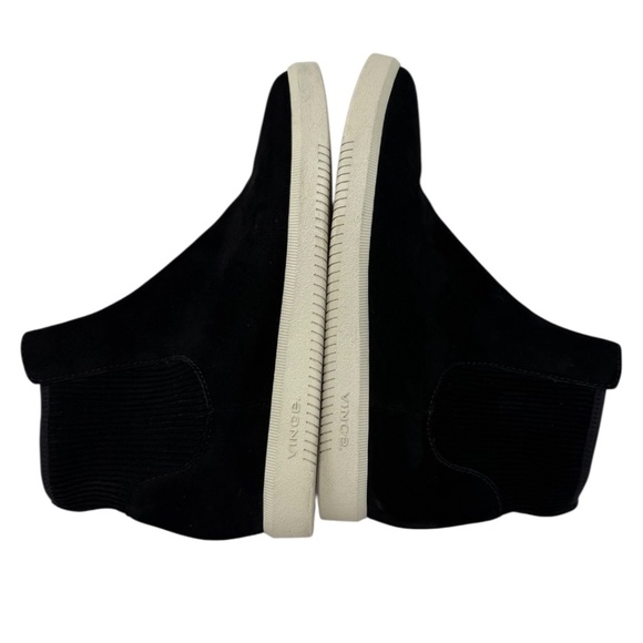 Vince Black Ribbed Ilona Round Toe Wedge Leather Sneakers - Picture 7 of 12